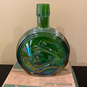 Franklin D Roosevelt Commemorative Decanter, First Edition, Carnival Glass w box